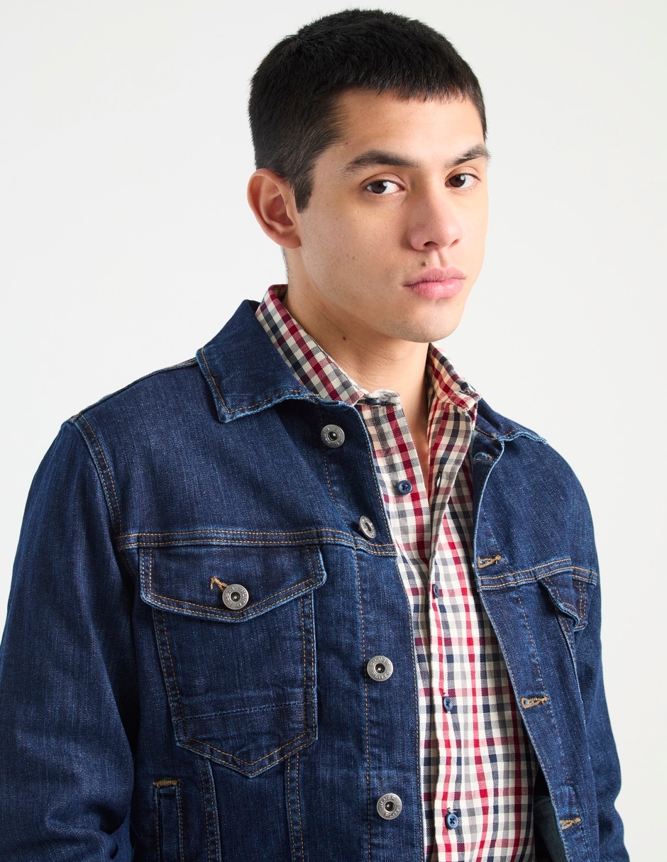 Chamarra denim con bolsillos para hombre 4