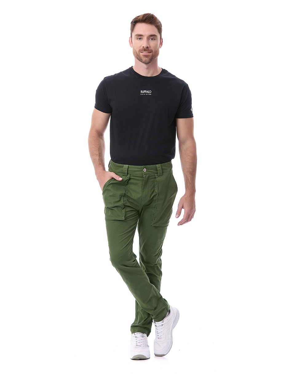Pantalón chino regular de gabardina para hombre 2