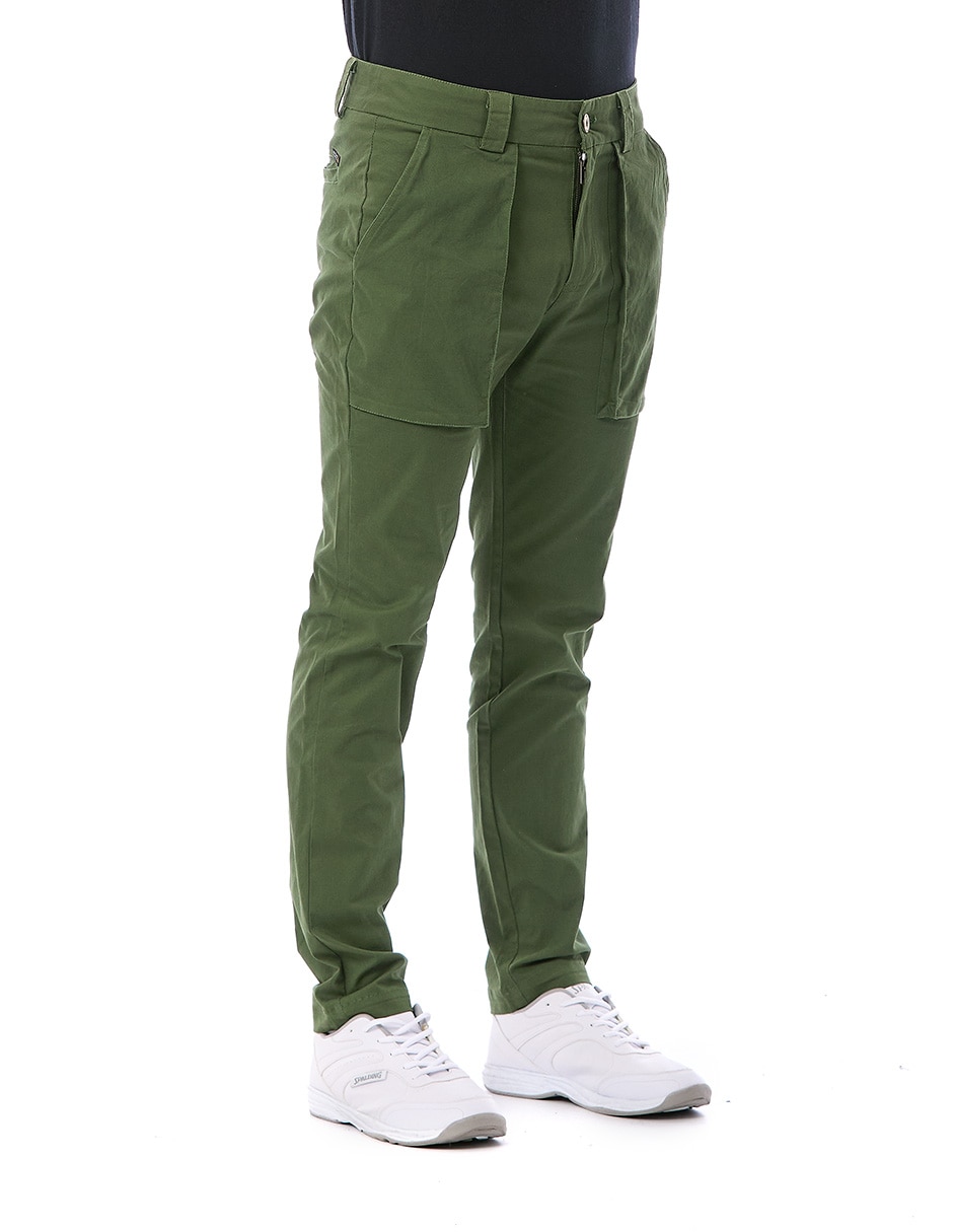 Pantalón chino regular de gabardina para hombre 4