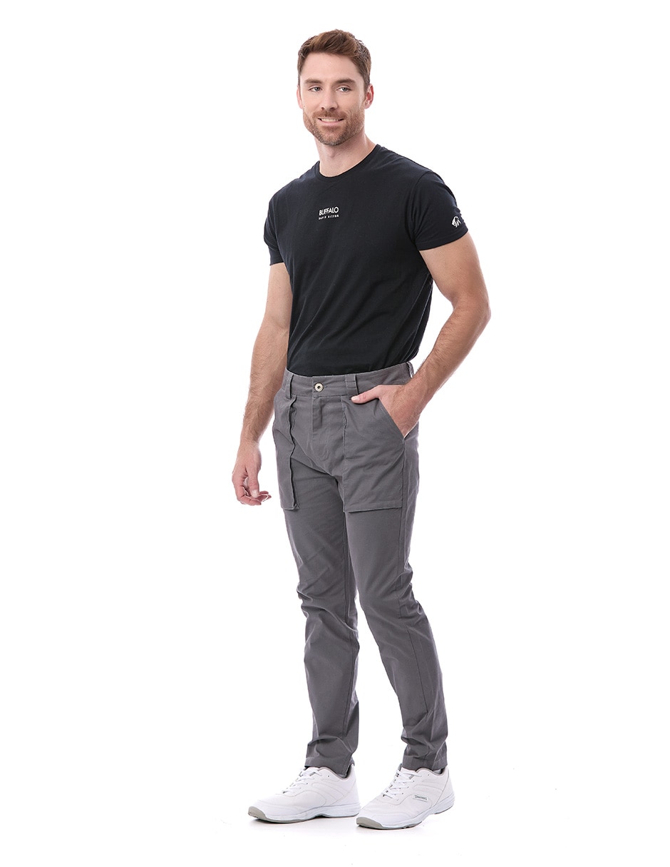 Pantalón chino regular de gabardina para hombre 2