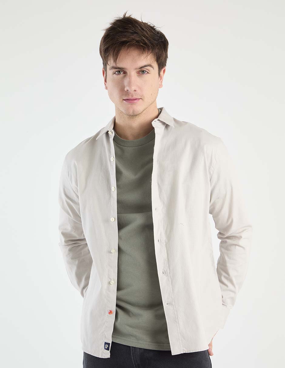 Camisa casual de algodón manga larga para hombre