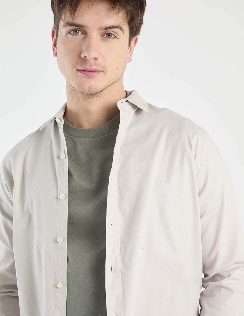 Camisa casual de algodón manga larga para hombre 4