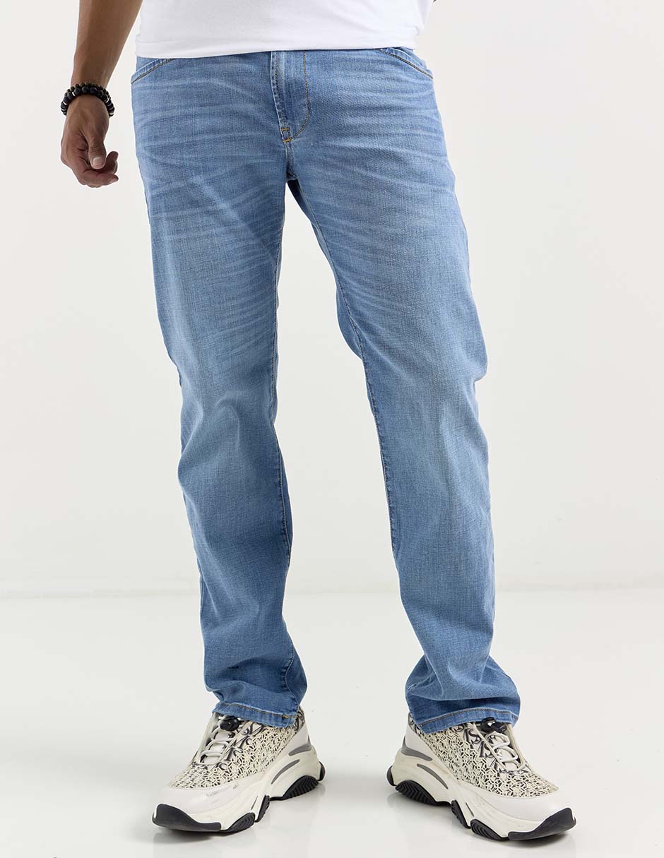 Jeans wide leg lavado stone wash para hombre 2