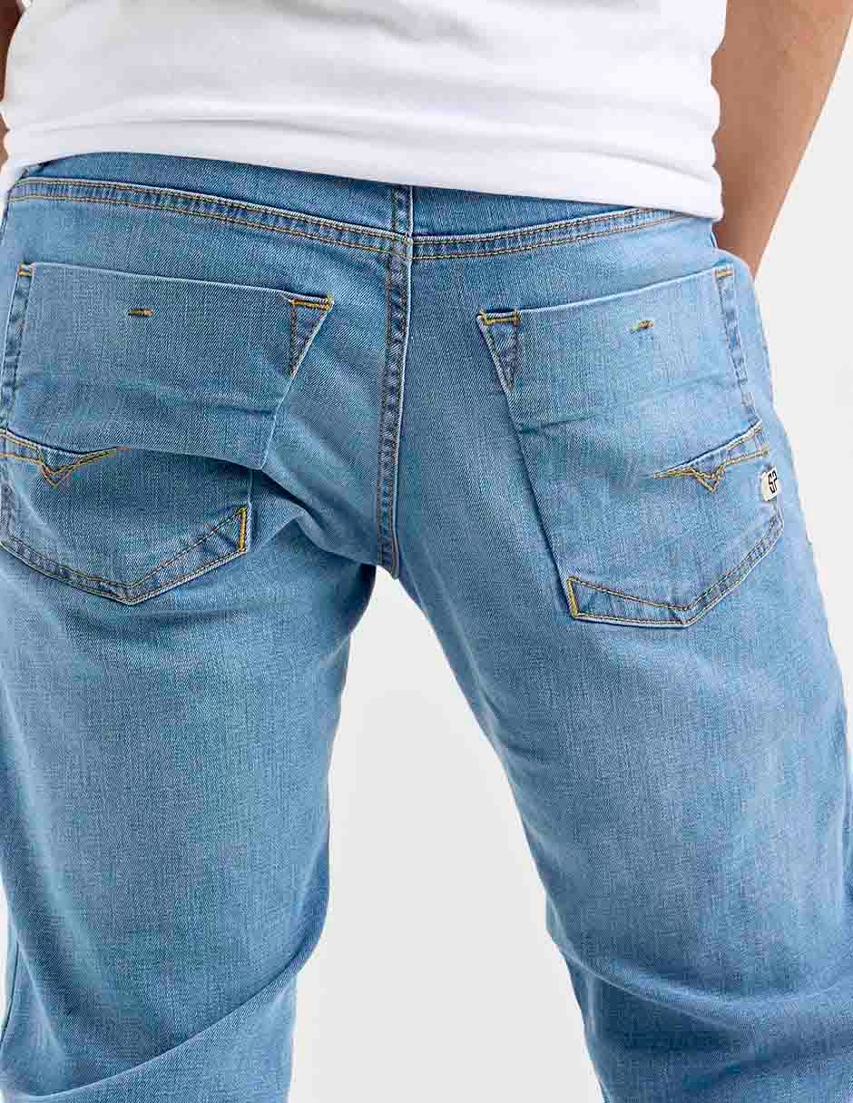 Jeans wide leg lavado stone wash para hombre 5
