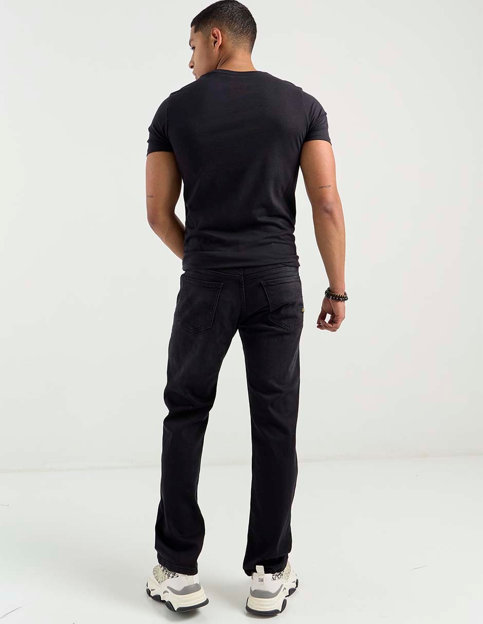 Jeans wide leg lavado obscuro para hombre 6