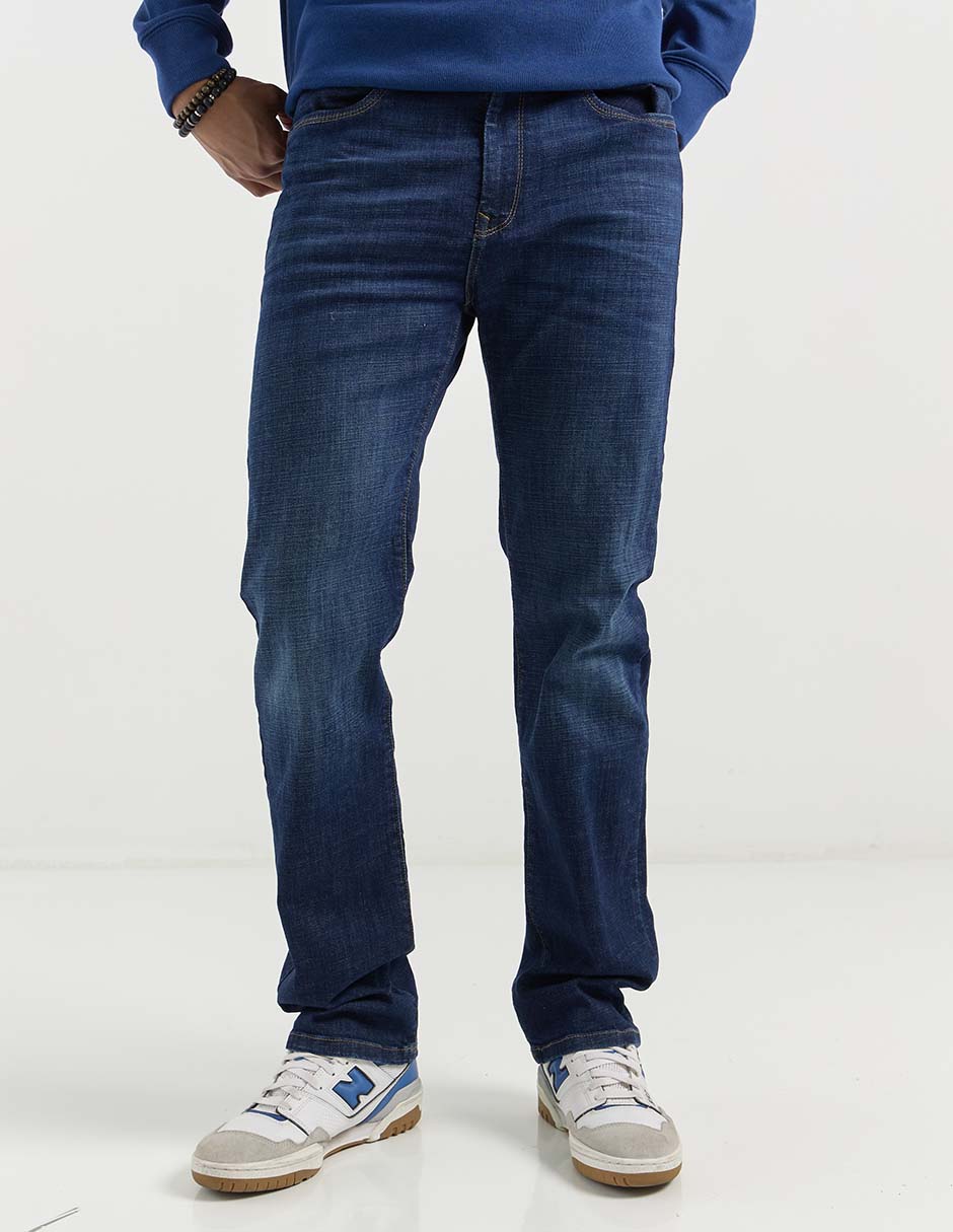 Jeans straight lavado whisker para hombre 2