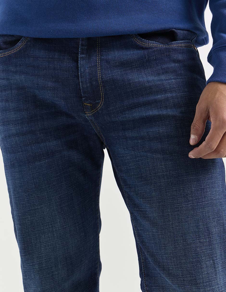 Jeans straight lavado whisker para hombre 4