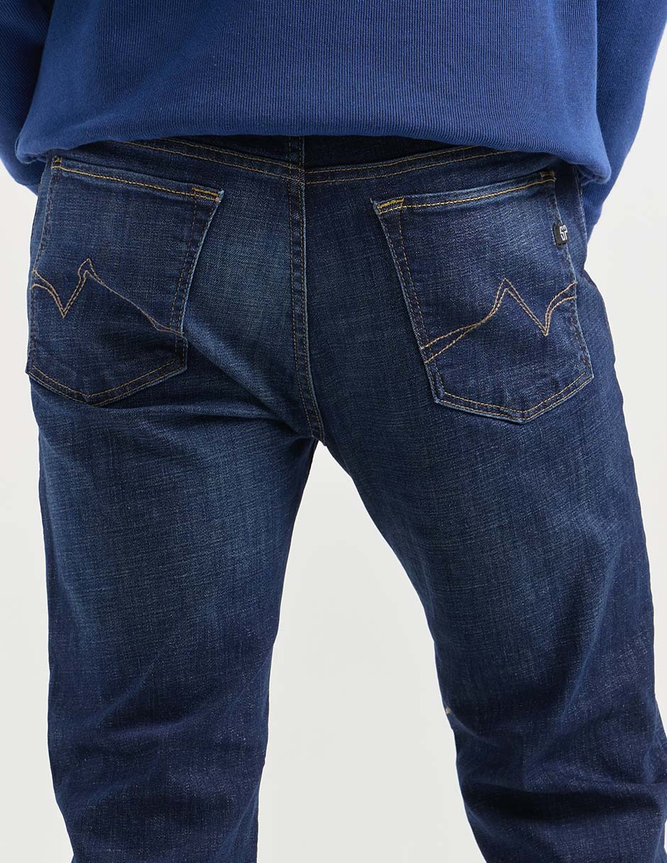 Jeans straight lavado whisker para hombre 5