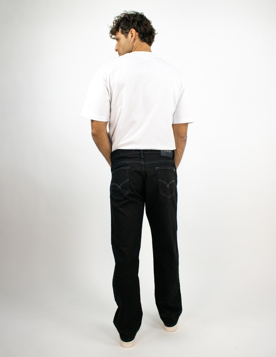 Jeans straight lavado obscuro para hombre 2