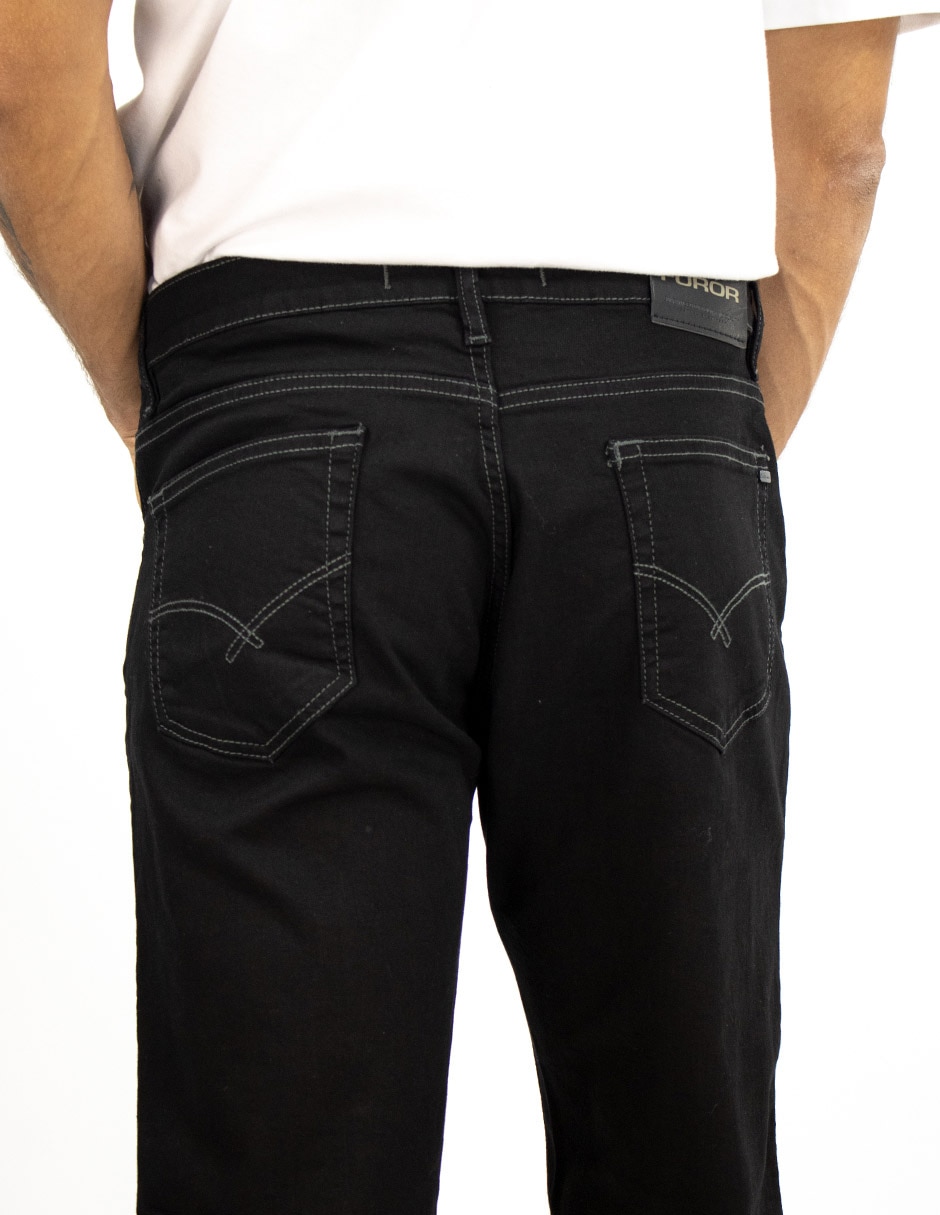 Jeans straight lavado obscuro para hombre 4