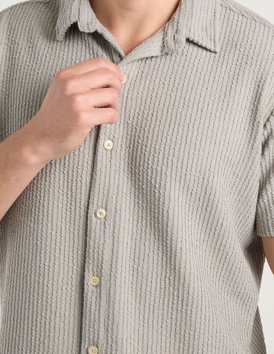 Camisa casual manga al codo para hombre 5