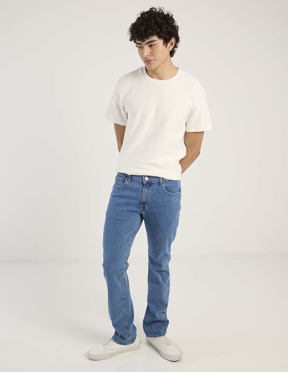 Jeans straight lavado claro para hombre 3