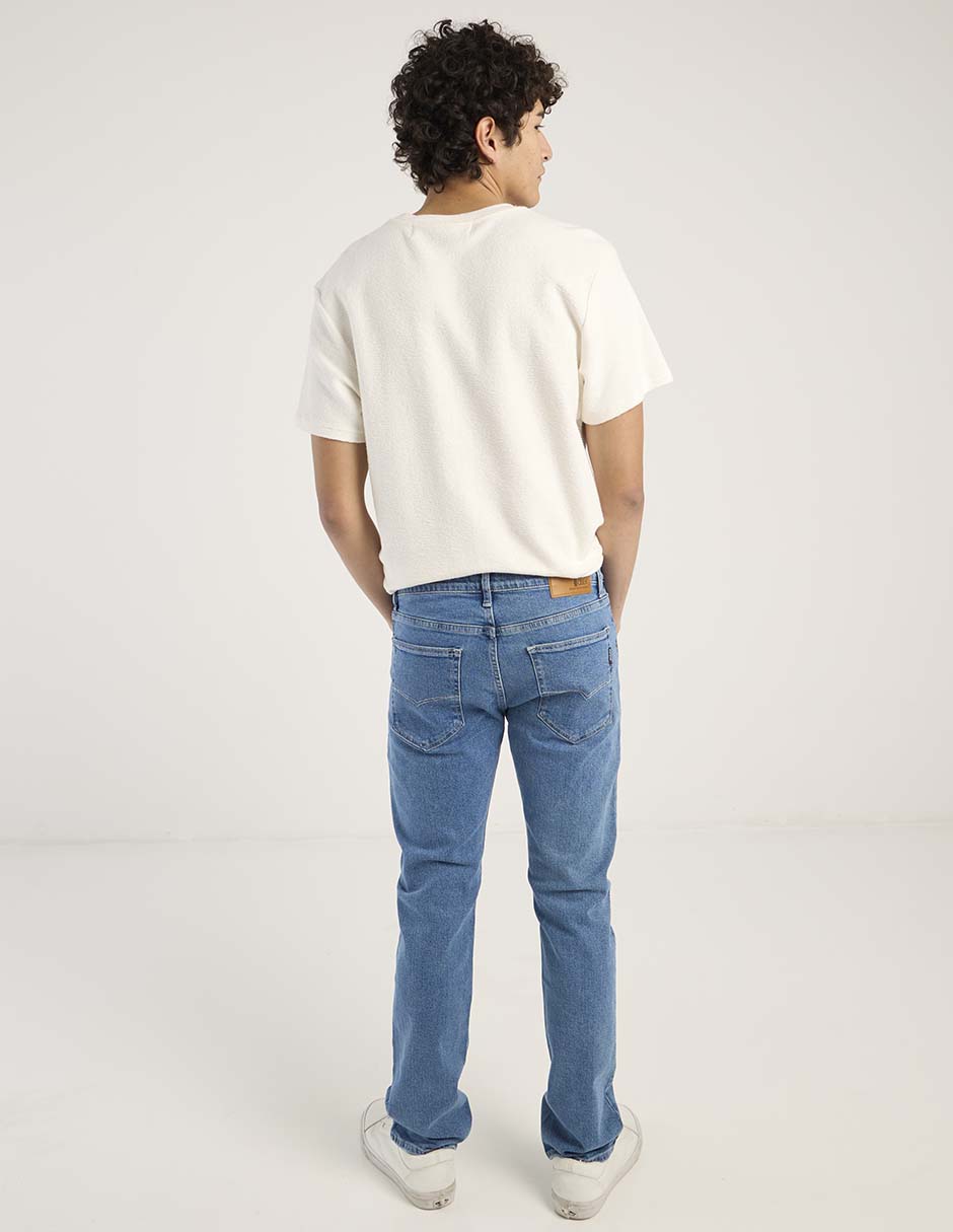 Jeans straight lavado claro para hombre 6