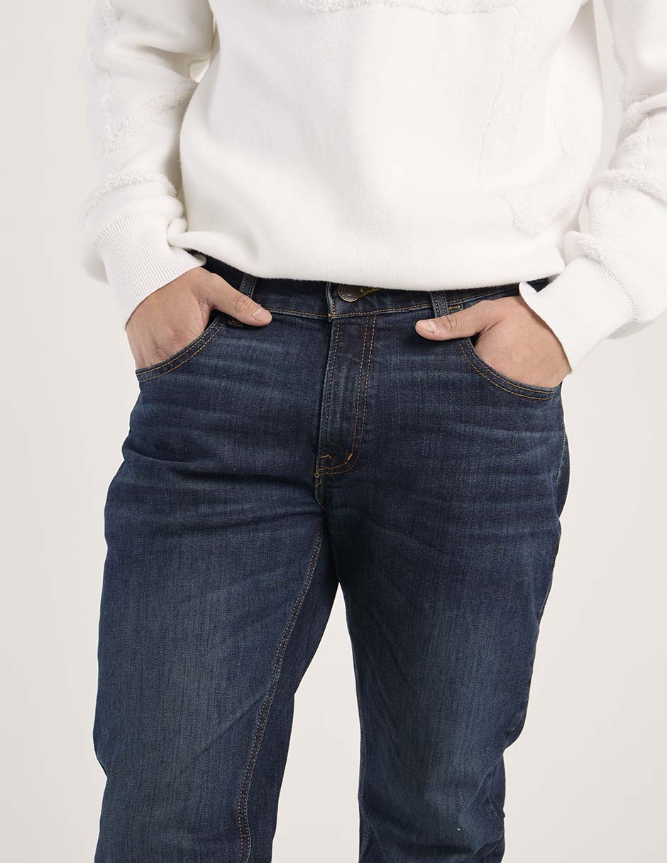 Jeans straight deslavado para hombre 4