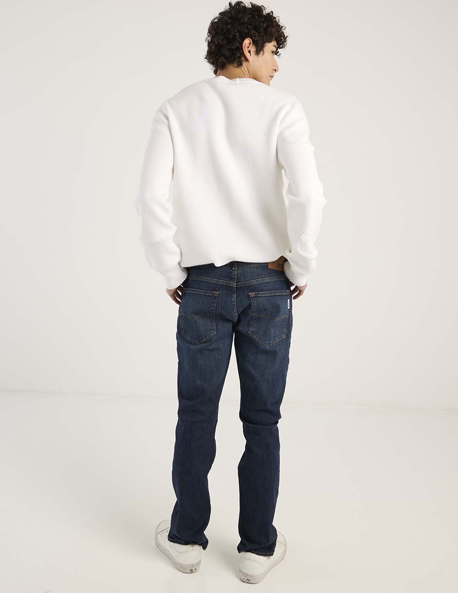 Jeans straight deslavado para hombre 6