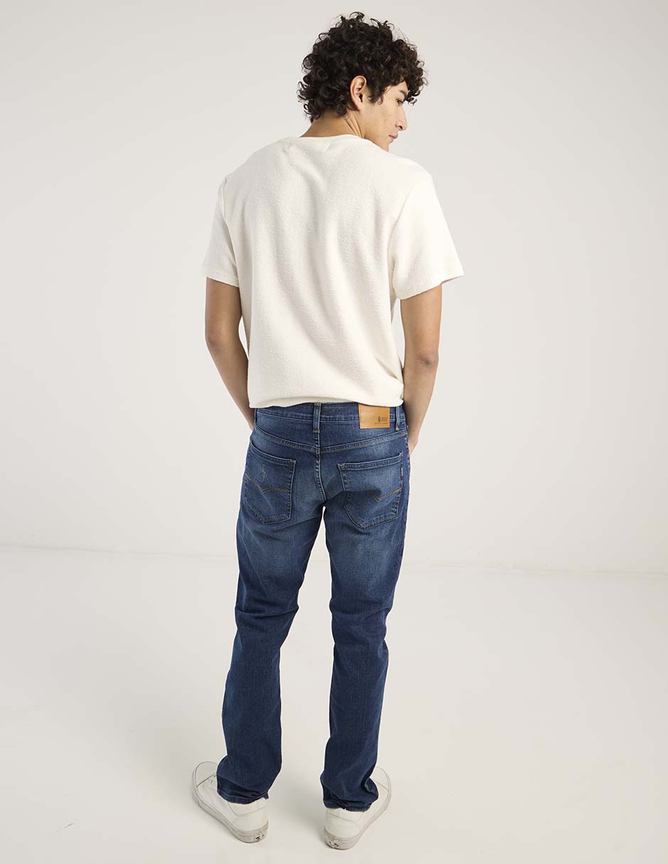 Jeans straight deslavado para hombre 6