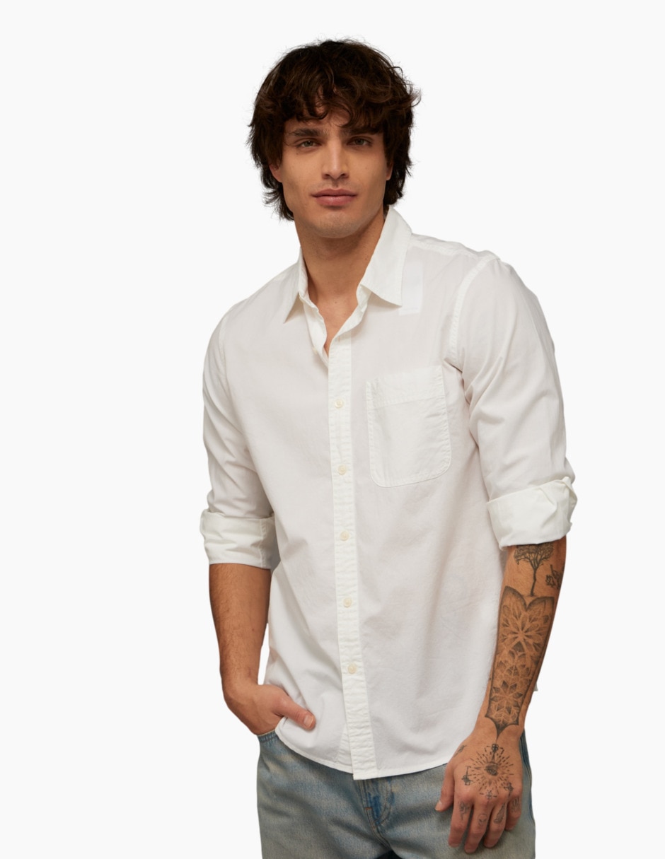 Camisa casual de algodón manga larga para hombre Camisa casual de algodón manga larga para hombre