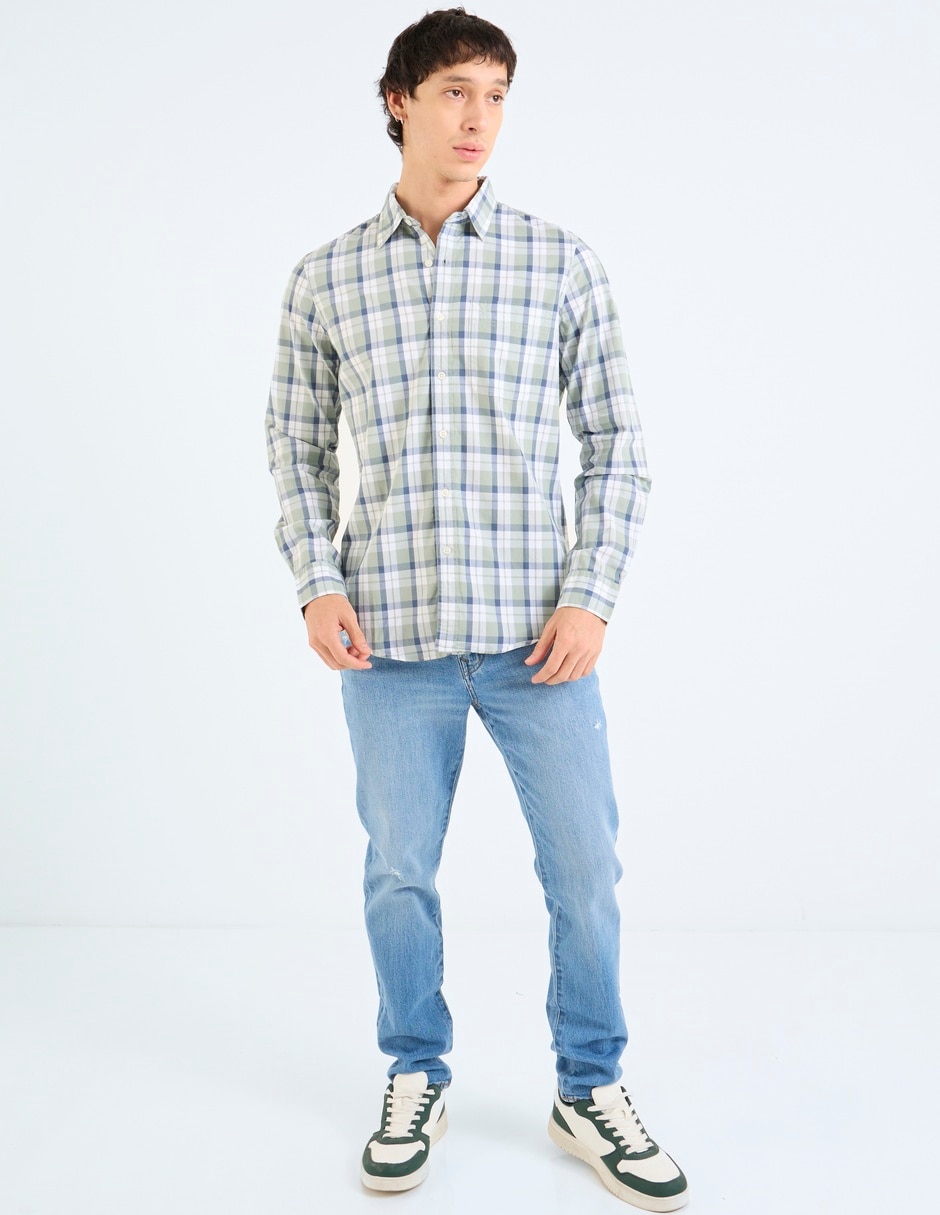 Camia casual de algodón manga larga para hombre 3