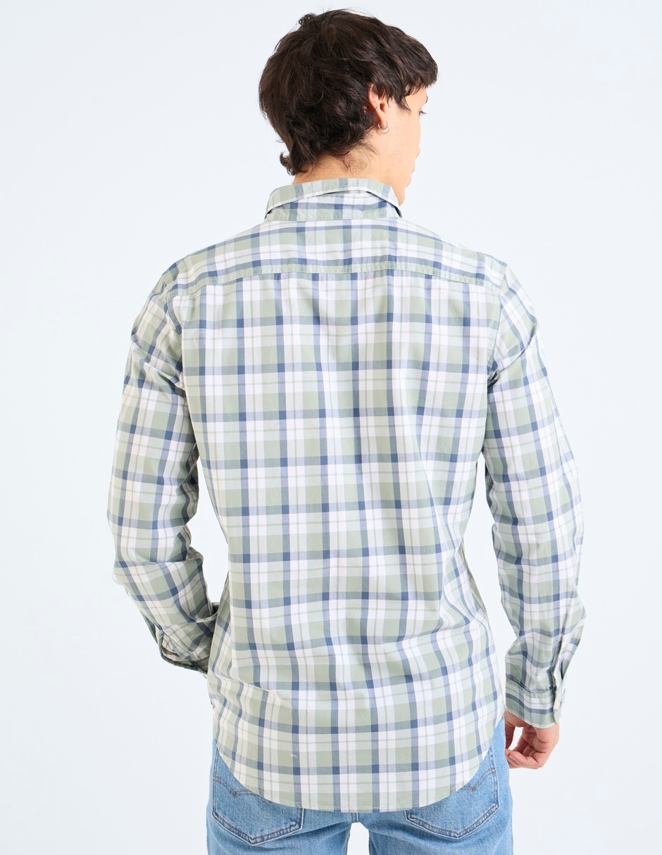 Camia casual de algodón manga larga para hombre 6