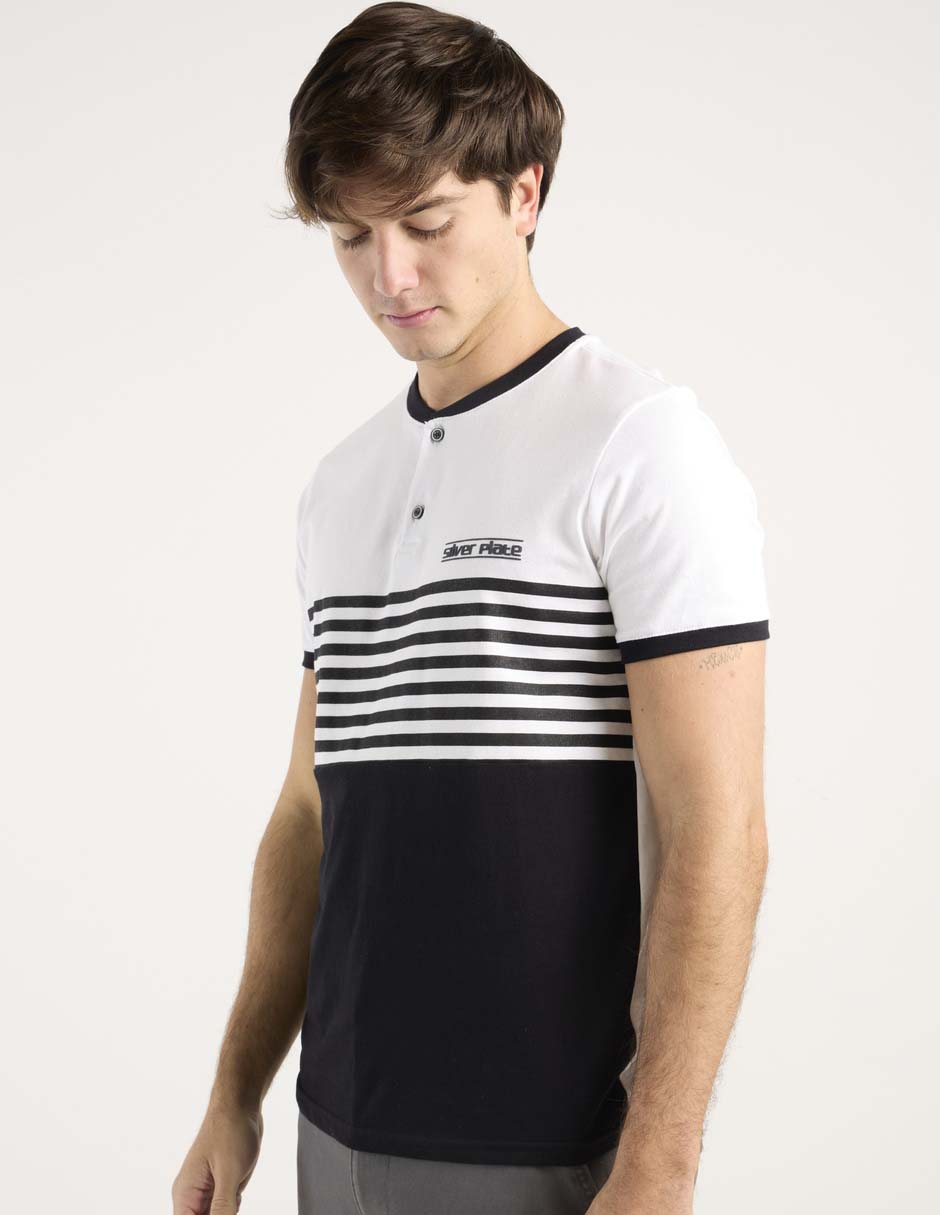 Playera cuello henley para hombre 2