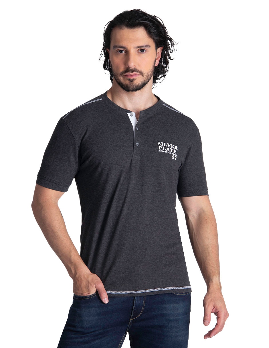 Playera cuello henley para hombre Playera cuello henley para hombre