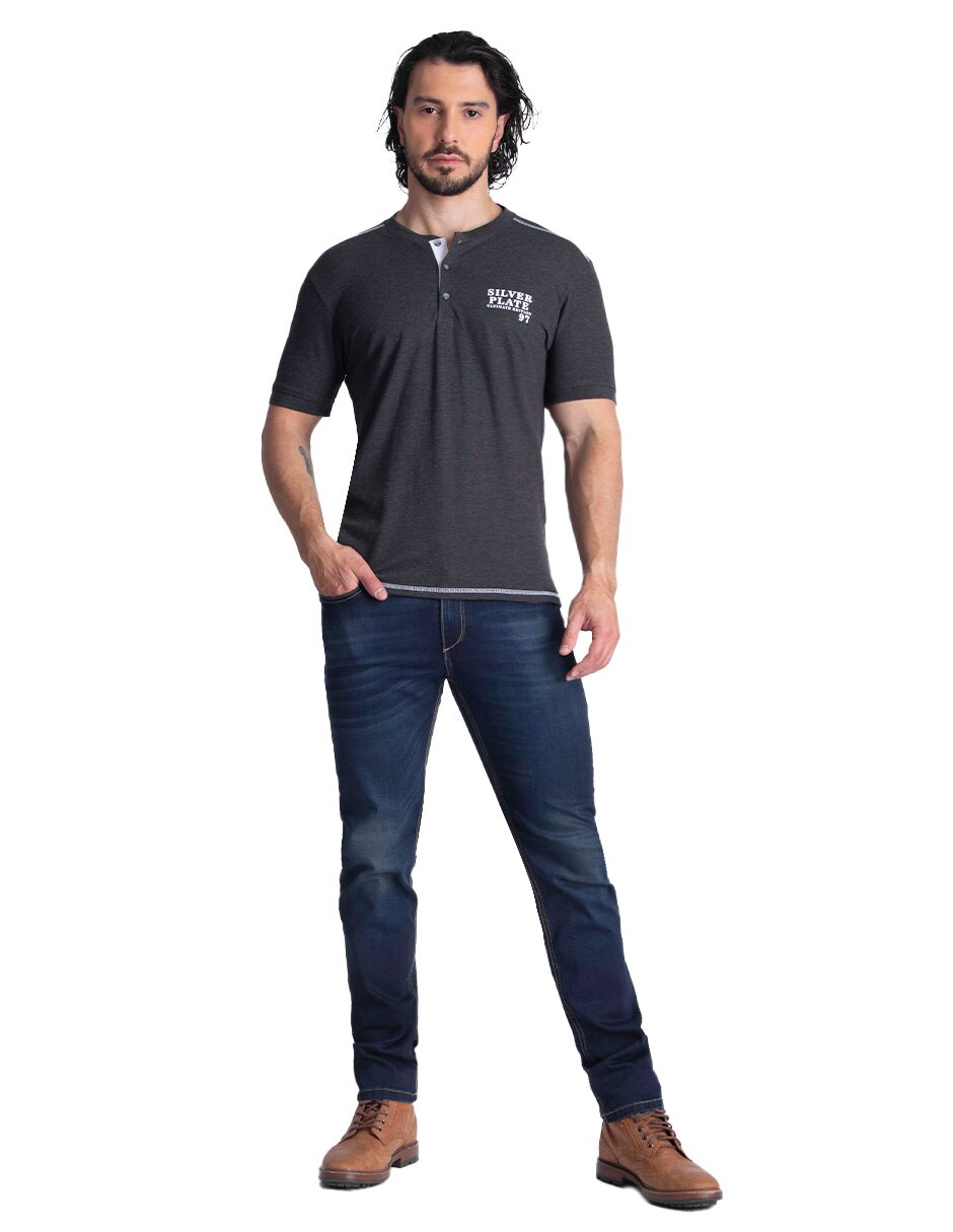 Playera cuello henley para hombre 3